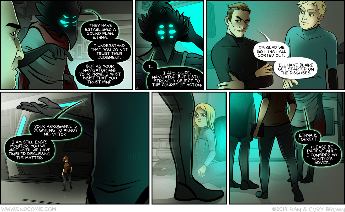 In Panel 1, Endi demonstrates his skills as a level 6 Warlock. He casts a Curse of Bewilderment on Ethma, but Victor intervenes with Improved Smuggery before he has a chance to press his advantage.